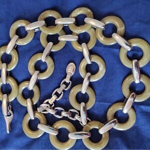 Silver and Green Link Necklace Anne klein belt
